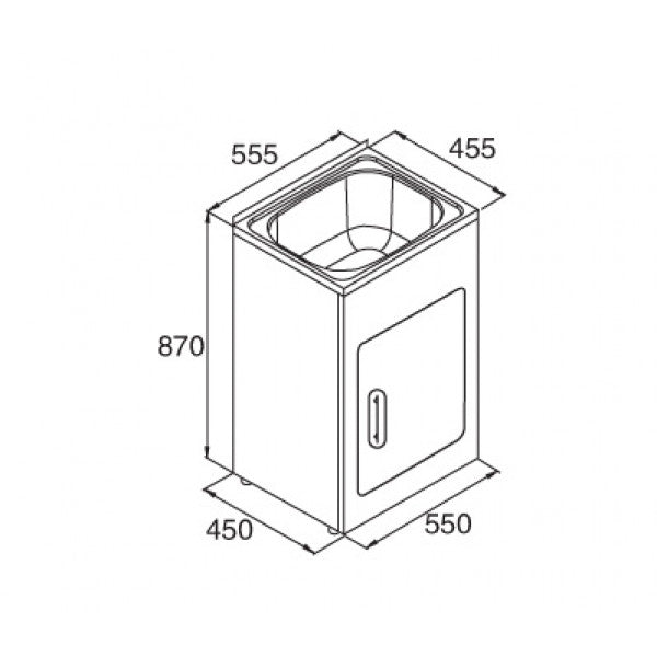 555*455*870mm 35L 304 Stainless Steel Laundry Tub with Metal Cabinet