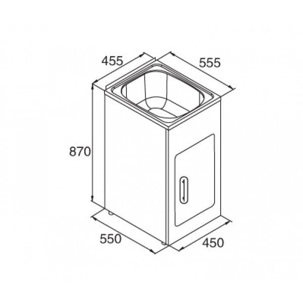 455*555*870mm 35L Compact 304 Stainless Steel Laundry Tub with Metal Cabinet