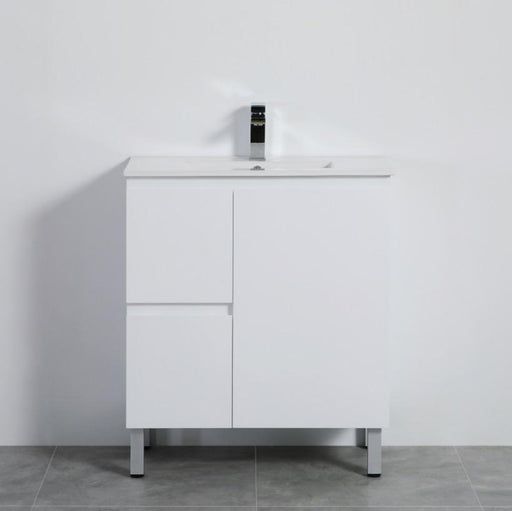 600-750*460mm Poly Gloss White Bathroom Left/Right Drawer Freestanding With Legs Vanity - HD reno