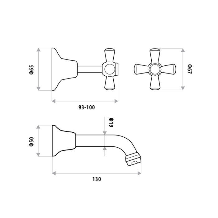 Mode Bath Set Chrome Three-Piece Set Brass