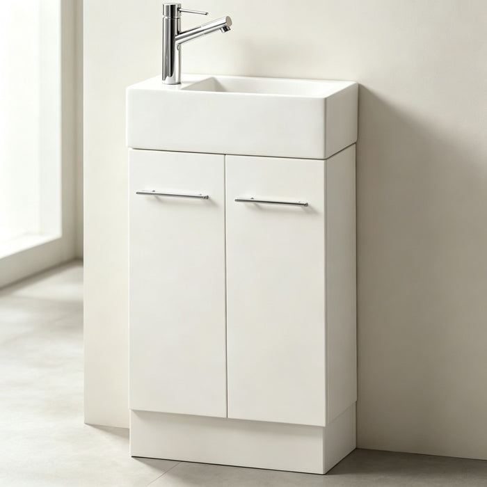480*240*900mm Roma White China Top Freestanding Mini Bathroom Vanity
