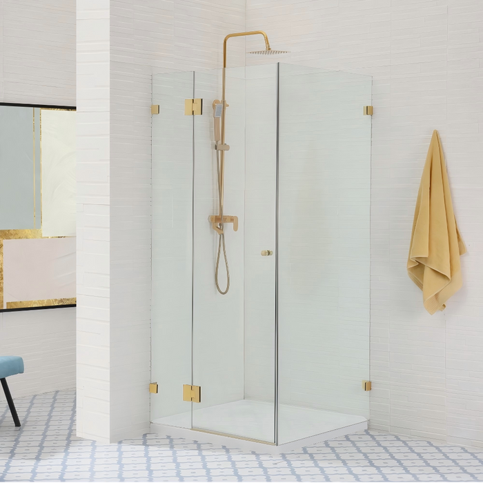800-1200mm Covey Frameless L Shape Pivot Door With Return Panel 10mm Thickness Shower Screens - 2000mm Height