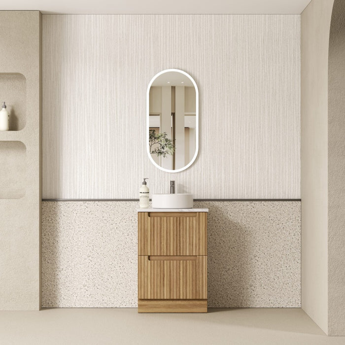 600*460*850mm Aulic Lovina Harvest Oak Plywood Fluted Freestanding Vanity