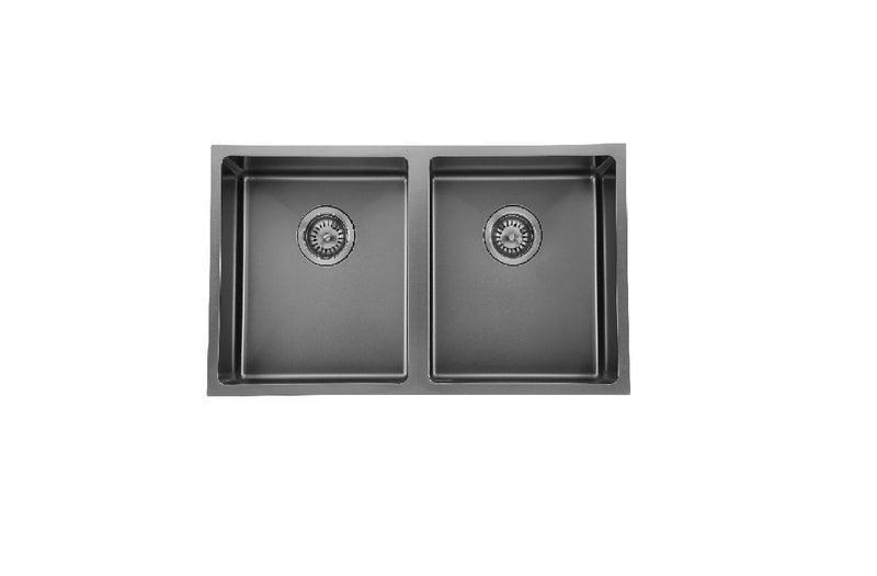 760*440*200*1.2mm MN Stainless Steel Gun Metal Round Corner Double Bowls Top Mount or Undermount PVD Sink