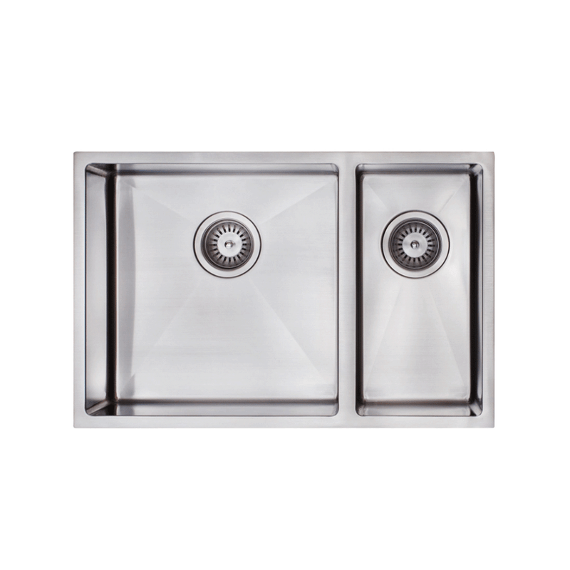 670*440*200/180*1.2mm MN Round Corners One And Half Bowl Stainless Steel Sink With Round Waste 14L + 31L