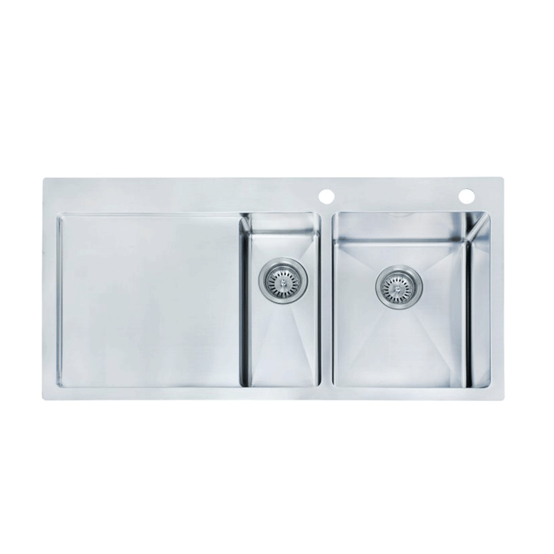 1000*510*200/130*1.2mm MN Round Corners One And Quarter Bowl Stainless Steel Sink With Round Waste 7L + 26L