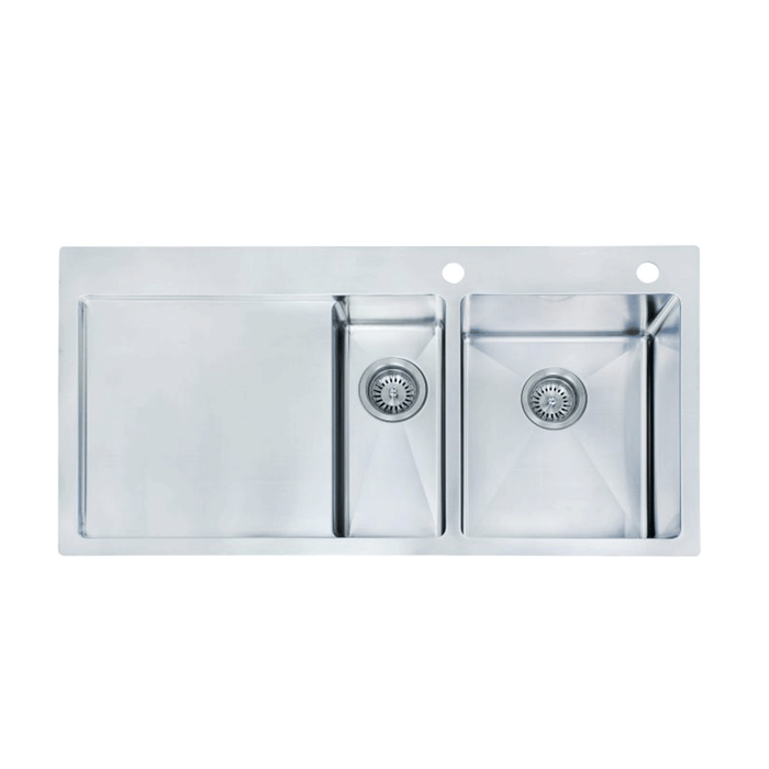 1000*510*200/130*1.2mm MN Round Corners One And Quarter Bowl Stainless Steel Sink With Round Waste 7L + 26L