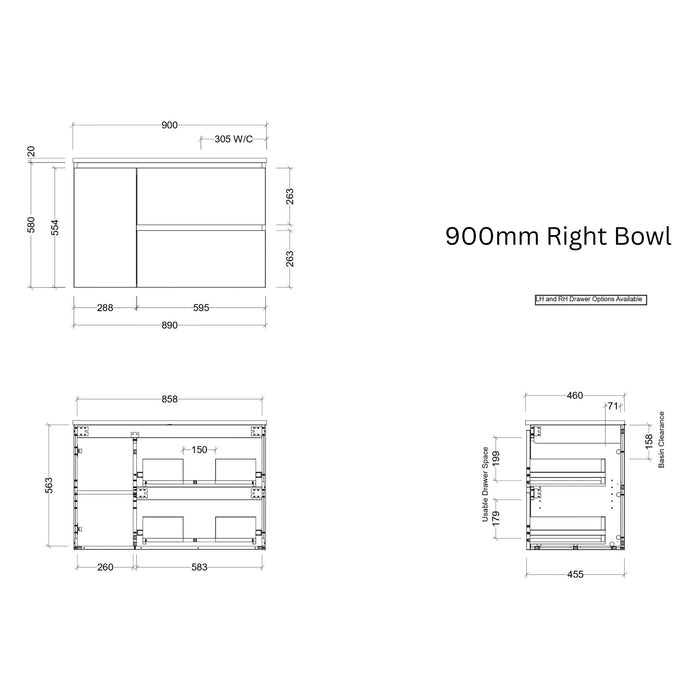 TIMBERLINE MARSHALL CUSTOM WALL HUNG VANITY (ALL SIZING)