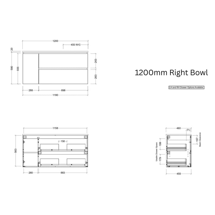 TIMBERLINE MARSHALL CUSTOM WALL HUNG VANITY (ALL SIZING)