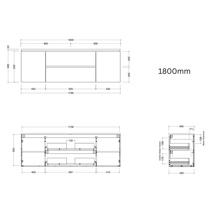 TIMBERLINE MARSHALL CUSTOM WALL HUNG VANITY (ALL SIZING)