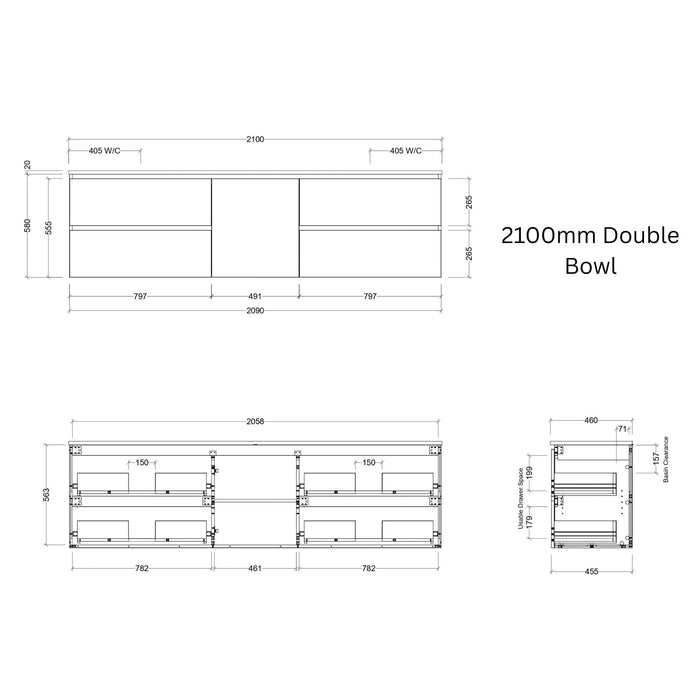 TIMBERLINE MARSHALL CUSTOM WALL HUNG VANITY (ALL SIZING)