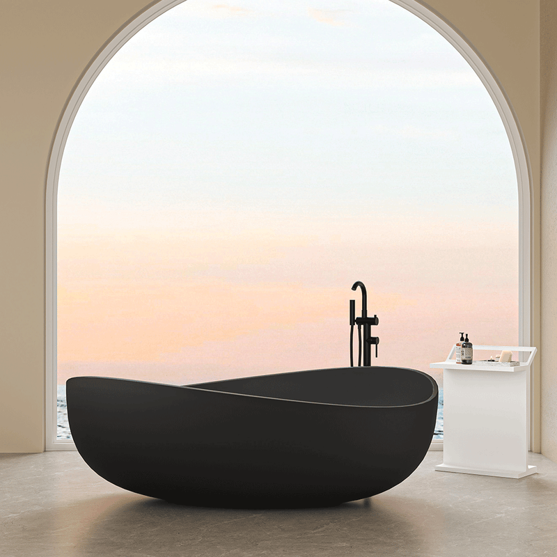 1800*1100*620mm Lukka Waverton Special Shape Solid Surface Stone Freestanding Bathtub With Overflow