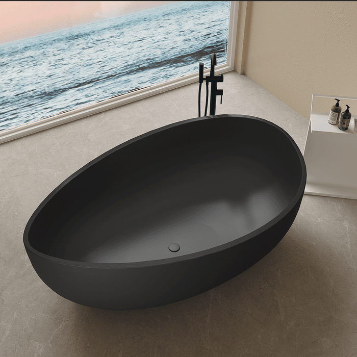 1800*1100*620mm Lukka Waverton Special Shape Solid Surface Stone Freestanding Bathtub With Overflow