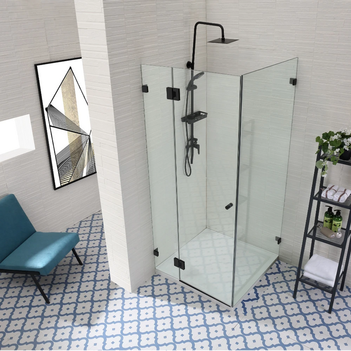 800-1200mm Covey Frameless L Shape Pivot Door With Return Panel 10mm Thickness Shower Screens - 2000mm Height