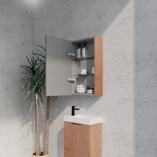 450-1500*720*150mm ABS Geneva Fluted Wall Hung Oak Timber Solid Timber Mirror Shaving Cabinet - HD reno