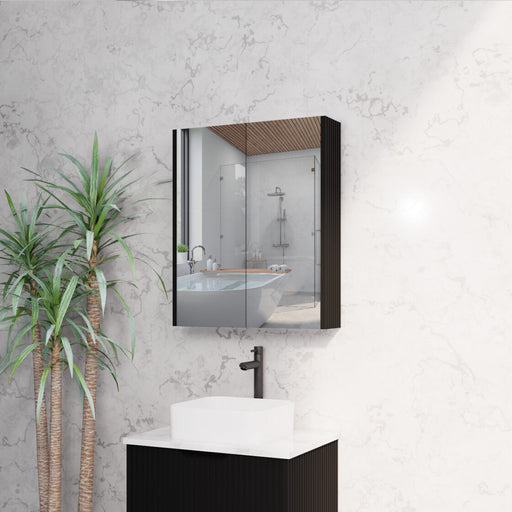 450-1500mm Vienna Black Fluted Vanity Cabinet Only And Mirror Cabinet - HD reno