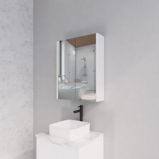 450-1500mm Vienna Matt White Fluted Vanity Cabinet Only And Mirror Cabinet - HD reno