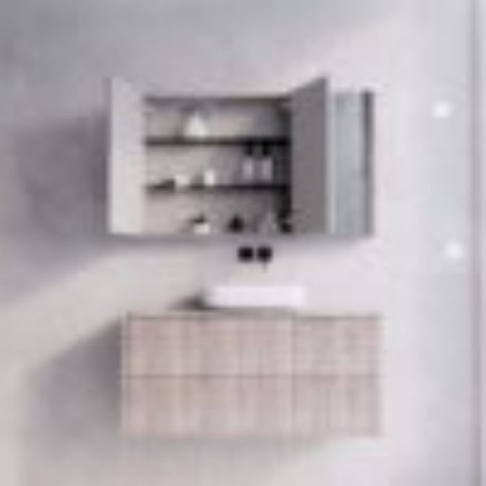 450-1500mm Vienna White Oak Fluted Vanity Cabinet Only And Mirror Cabinet