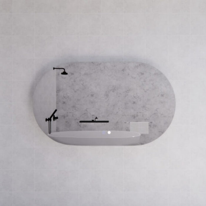 900-1500*45mm ABS O2 Oval Frameless Three Color Lights Backlit  LED Bathroom Mirror