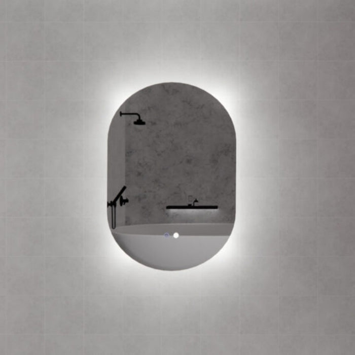 900-1500*45mm ABS O2 Oval Frameless Three Color Lights Backlit  LED Bathroom Mirror