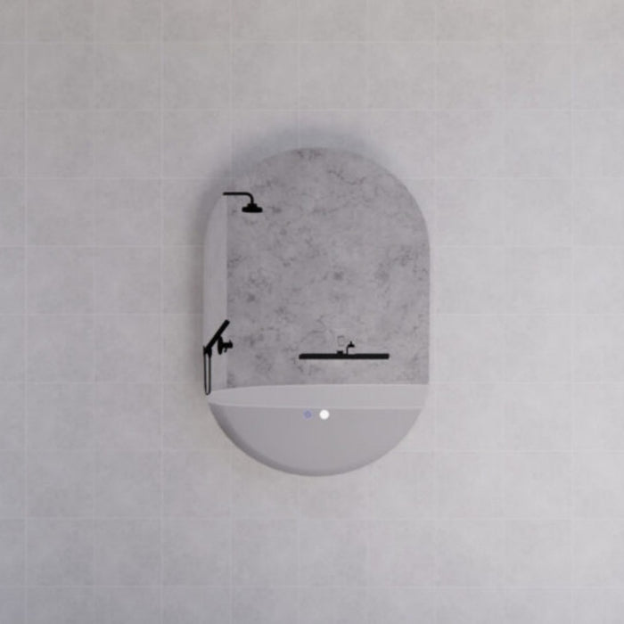 900-1500*45mm ABS O2 Oval Frameless Three Color Lights Backlit  LED Bathroom Mirror