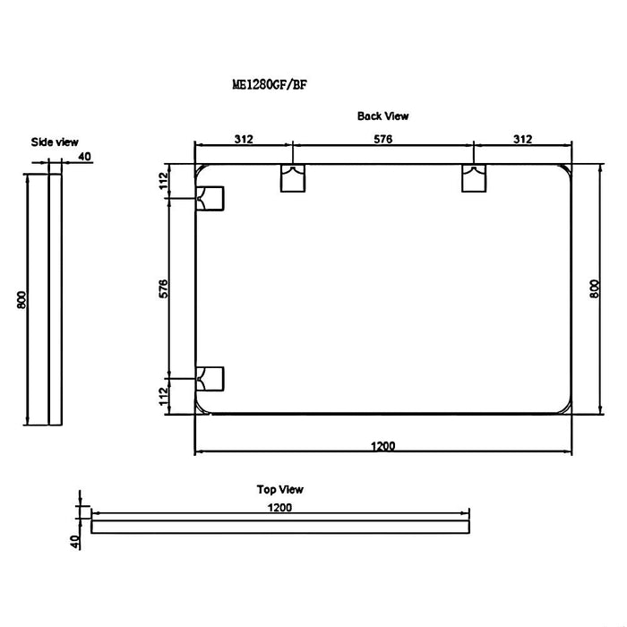 750/900/1200/1500mm ABS Brushed Copper Framed Rectangle Wall Mounted Copper-free Mirror