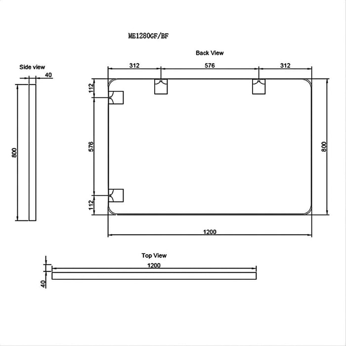 750/900/1200/1500mm ABS Rectangle Plain Framed Mirror