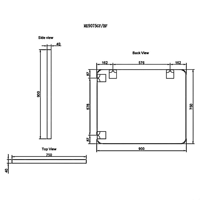 750/900/1200/1500mm ABS Brushed Copper Framed Rectangle Wall Mounted Copper-free Mirror