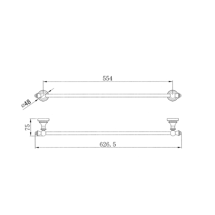 MED24 Medoc Single Towel Rail Chrome/Matt Black/Brushed Nickel/Brushed Bronze