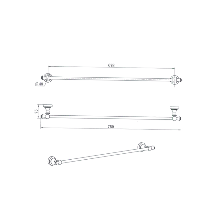 MED36 Medoc Single Towel Rail Chrome/Matt Black/Brushed Nickel/Brushed Bronze