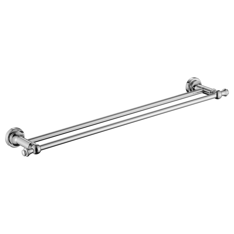 600mm Modernnational Medoc Solid Brass Round Double Towel Rail