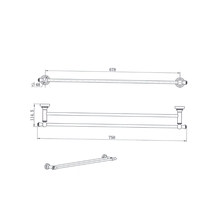 Medoc Double Towel Rail Matte Chrome/Matt Black/Brushed Nickel/Brushed Bronze