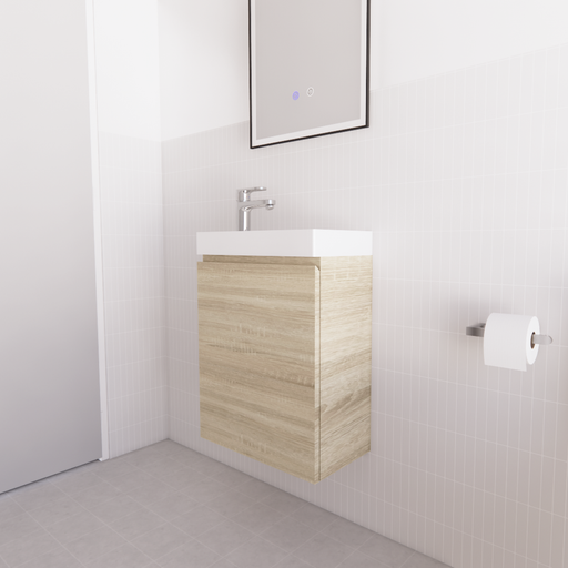 450*250*550mm Forest Timber Light Oak Wall Hung Mini Vanity - HD reno