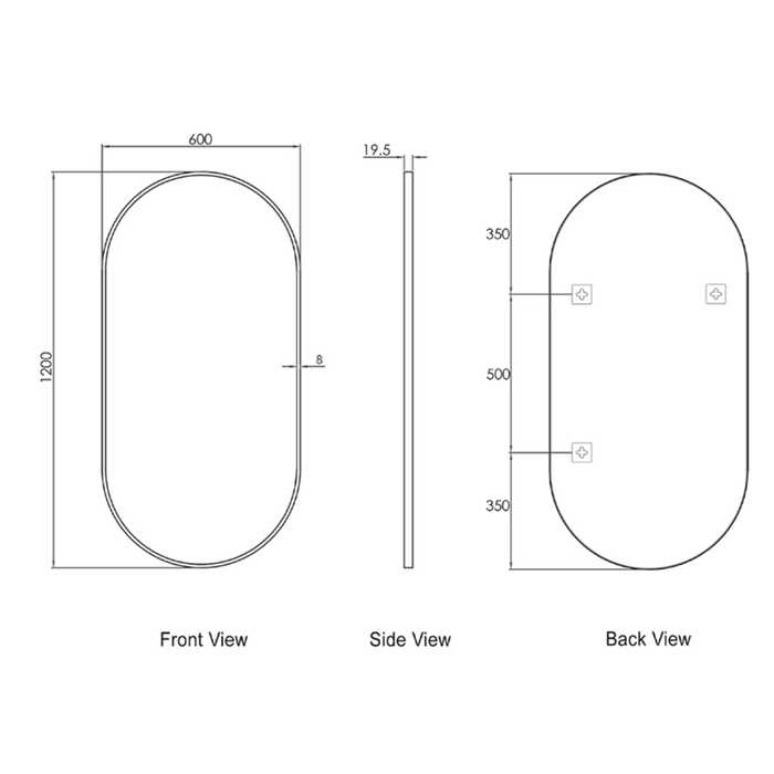 900/1200*450/600*30mm Otti Noosa Brush Gold Framed Copper-free Oval Pencil Edge Mirror Only