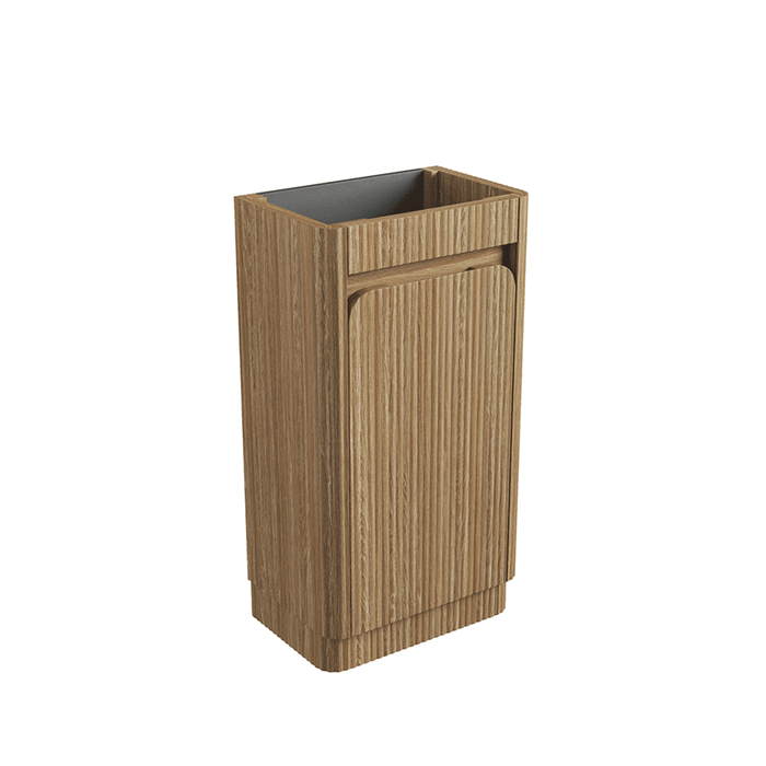 450*300*840mm Aulic Hartelle Harvest Oak Plywood Fluted Curved Mini Freestanding Vanity