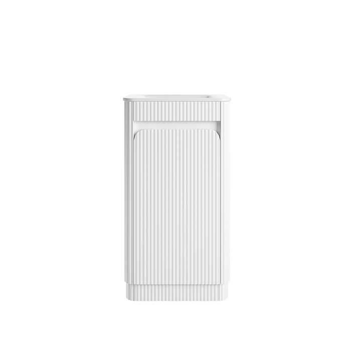450*300*840mm Aulic Hartelle Matt White Plywood Fluted Curved Mini Freestanding Vanity