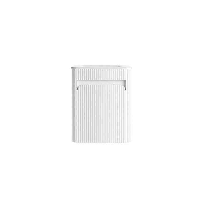 450*300*540mm Aulic Hartelle Matt White Plywood Fluted Curved Mini Wall Hung Vanity