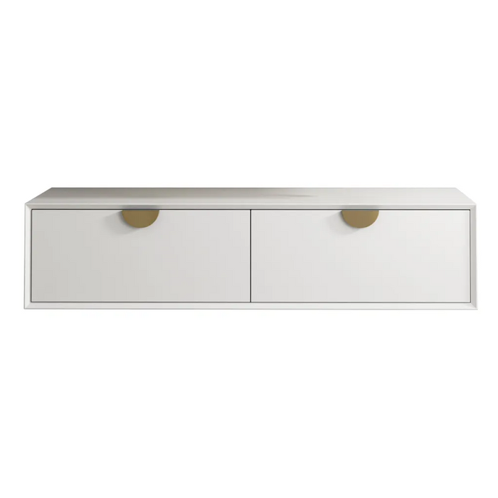 600-1500*460*250mm Moonlight Bathroom Polyurethane White Satin Moisture Resistant Plywood Hung Cabinet Only Wall Hung Vanity