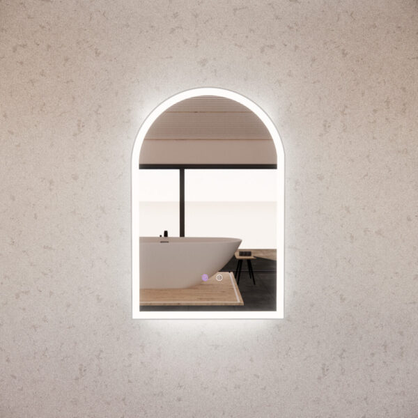 800*450/900*600mm Gold/Black/Brushed Nickel Framed AR2 LED Mirror Arch with Easy Hooks and Dimmer