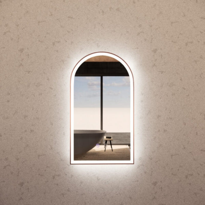 800*450/900*600mm ABS Dual Lighting (Front & Back) Dimmable 3 Colors With Defog Framed LED Arch Wall Mirror