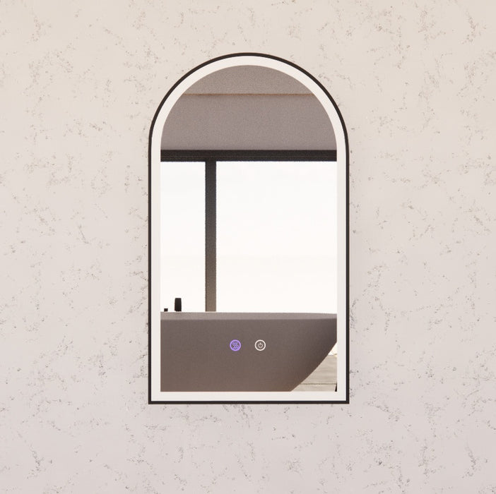 800*450/900*600mm ABS Dual Lighting (Front & Back) Dimmable 3 Colors With Defog Framed LED Arch Wall Mirror