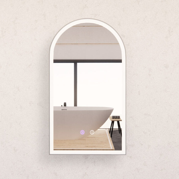 800*450/900*600mm ABS Dual Lighting (Front & Back) Dimmable 3 Colors With Defog Framed LED Arch Wall Mirror