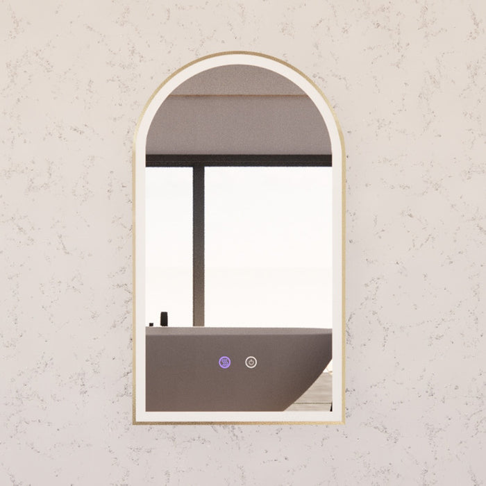 800*450/900*600mm ABS Dual Lighting (Front & Back) Dimmable 3 Colors With Defog Framed LED Arch Wall Mirror
