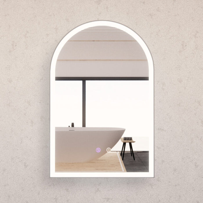 800*450/900*600mm ABS Dual Lighting (Front & Back) Dimmable 3 Colors With Defog Framed LED Arch Wall Mirror