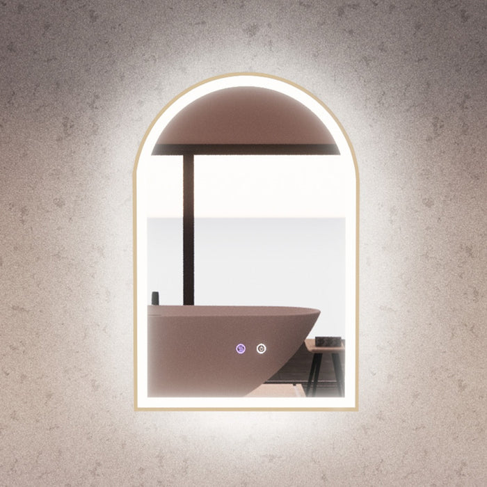 800*450/900*600mm ABS Dual Lighting (Front & Back) Dimmable 3 Colors With Defog Framed LED Arch Wall Mirror