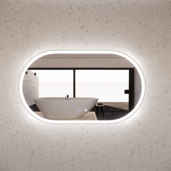 900/1200/1500mm ABS Gold/Black/Brushed Nickel Framed Three Colors O1 Oval with Defog and Dimmer LED Mirror