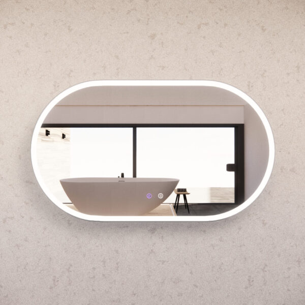 900/1200/1500mm ABS Gold/Black/Brushed Nickel Framed Three Colors O1 Oval with Defog and Dimmer LED Mirror