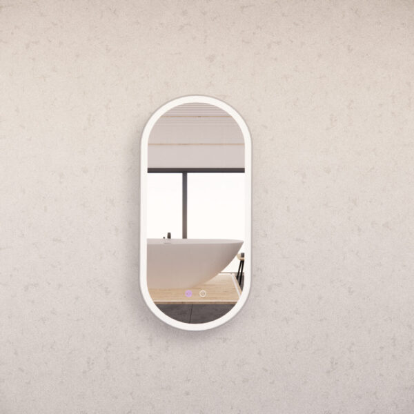 900/1200/1500mm ABS Gold/Black/Brushed Nickel Framed Three Colors O1 Oval with Defog and Dimmer LED Mirror