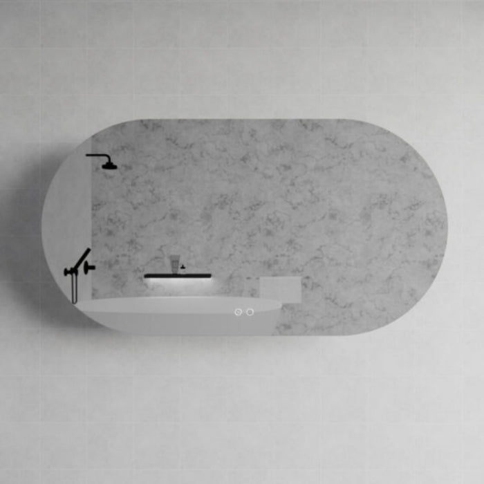 900-1500*45mm ABS O2 Oval Frameless Three Color Lights Backlit  LED Bathroom Mirror