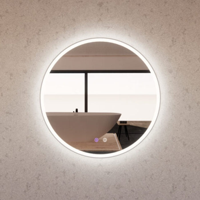 600/800mm ABS Framed R3 Round With Easy Hooks and Dimmer LED Mirror